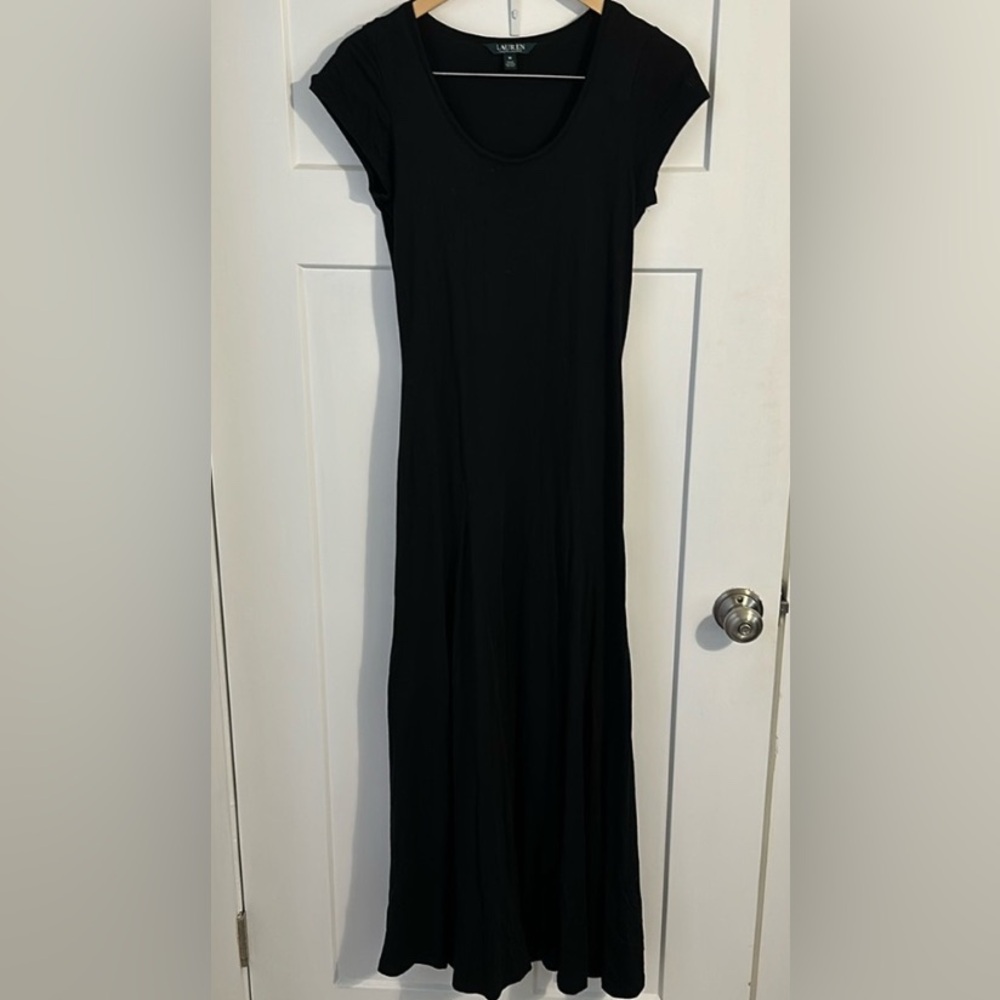 Lauren Ralph Lauren Maxi Shirt Dress Medium Black Cotton Modal Capsule